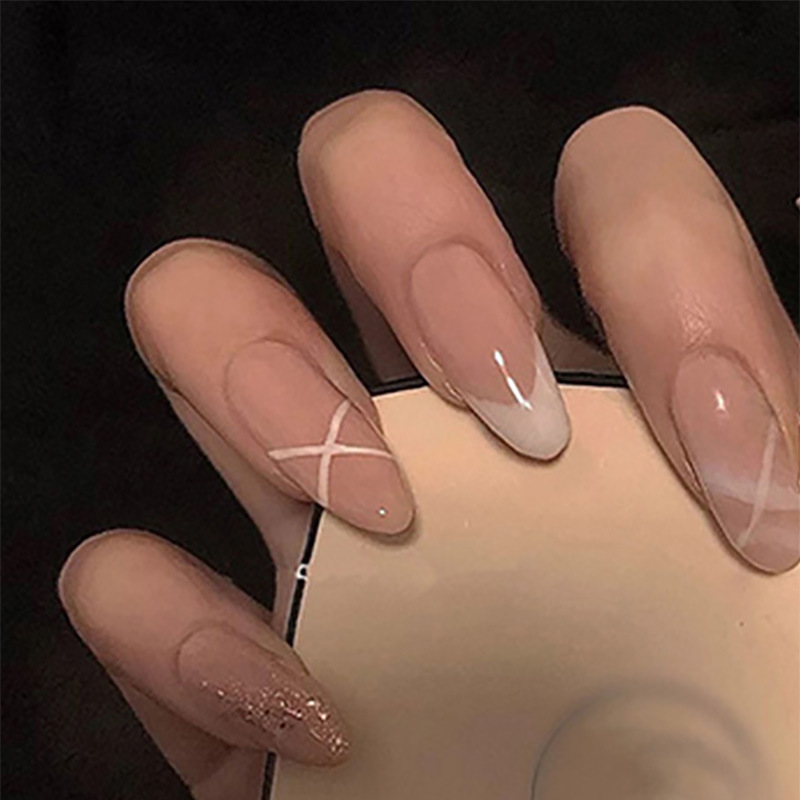 Nail Art Full Design - Unhas postiças médias para mulheres, pontas