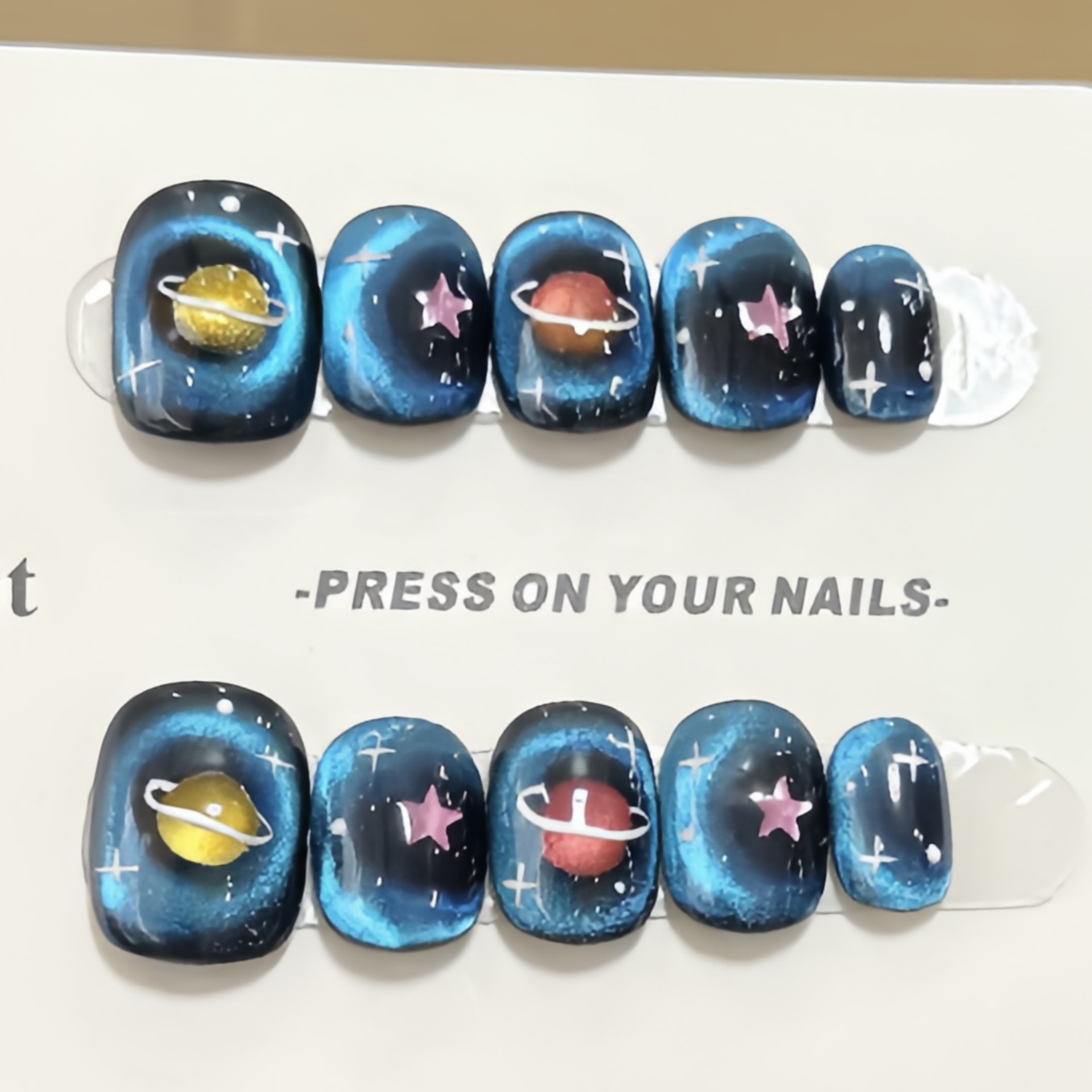 Nail Art Full Design - 10 pçs olho de gato azul