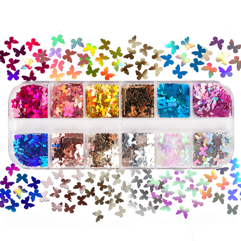 Nail Art Overlay - Butterfly Glitter Eyelash Extension Acessórios, Mix
