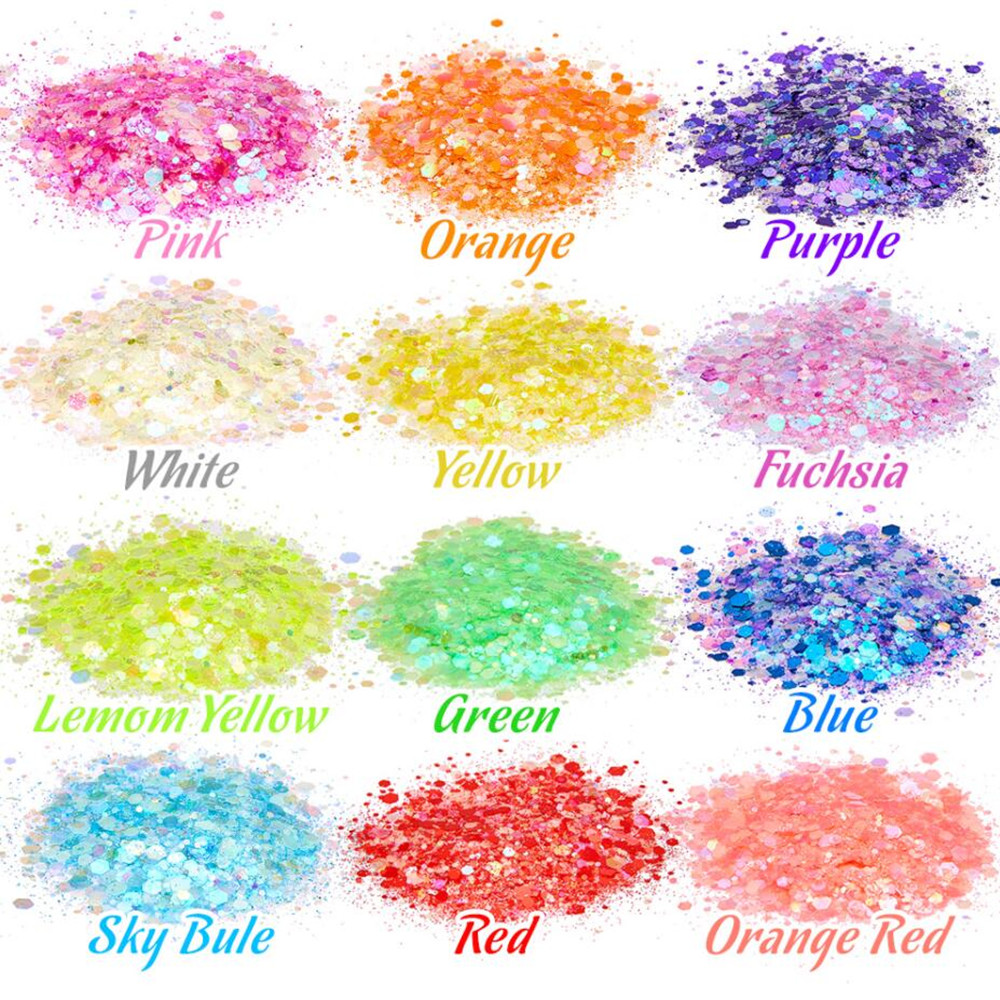 24 cores lantejoulas luminosas - Nail Art Overlay avaliação e preço